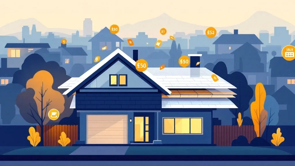 Roof replacement cost calculator concept with DMV area home and pricing elements — Storm Damage DMV