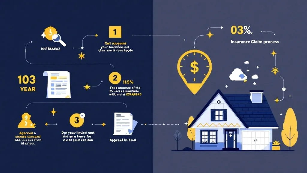 Roof insurance claim process step-by-step concept with documentation and approval elements — Storm Damage DMV