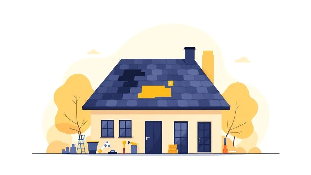 Roof repair cost estimator concept showing repair work and pricing for DMV area homes — Storm Damage DMV
