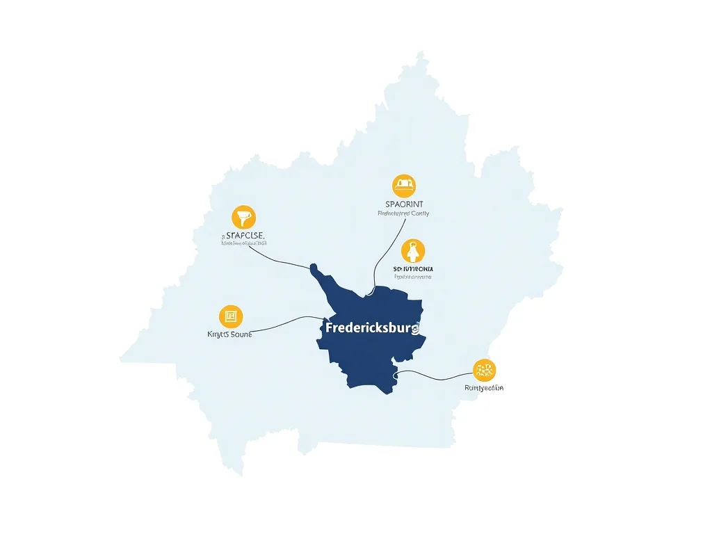 Service area map for storm damage roof repair in Fredericksburg VA and nearby communities — Storm Damage DMV