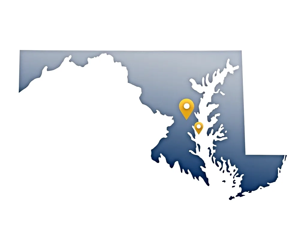 Service area map for storm damage roof repair in Maryland and nearby communities — Storm Damage DMV
